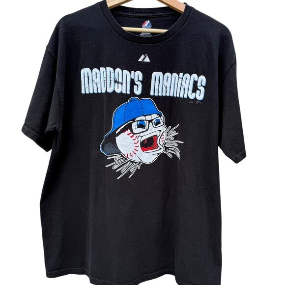 Maddon's Maniacs 2008 Tampa Bay Rays MLB baseball black shirt Size Large - Picture 1 of 4